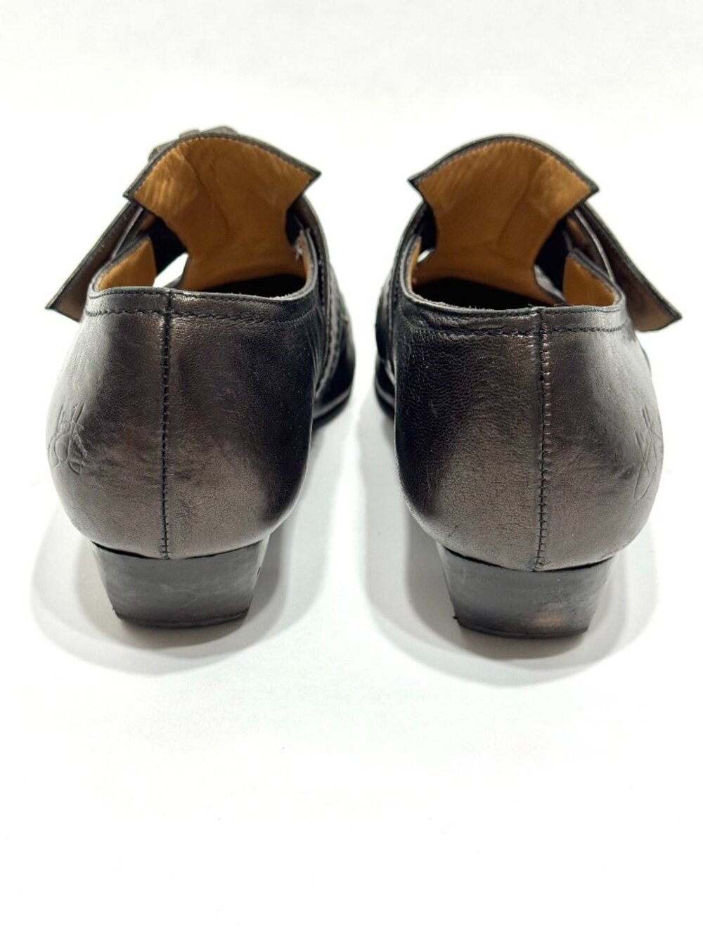 John Fluevog Pilgrim Leather Shoes Pointed Toe Buckle Low Heel Witchy Steampunk - Picture 3 of 16